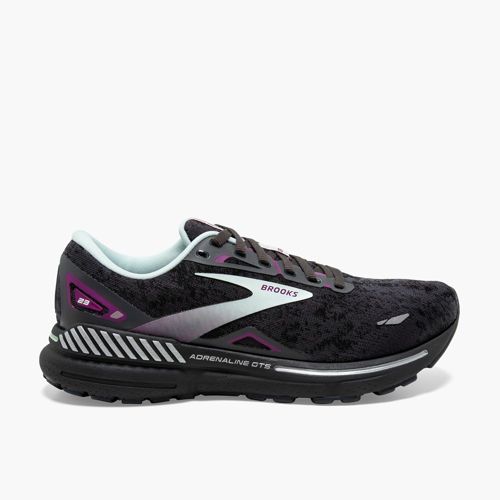 Chaussures Running Route Brooks Adrenaline GTS 23 Noir Bleu Clair Violette Femme | NMH-8319811